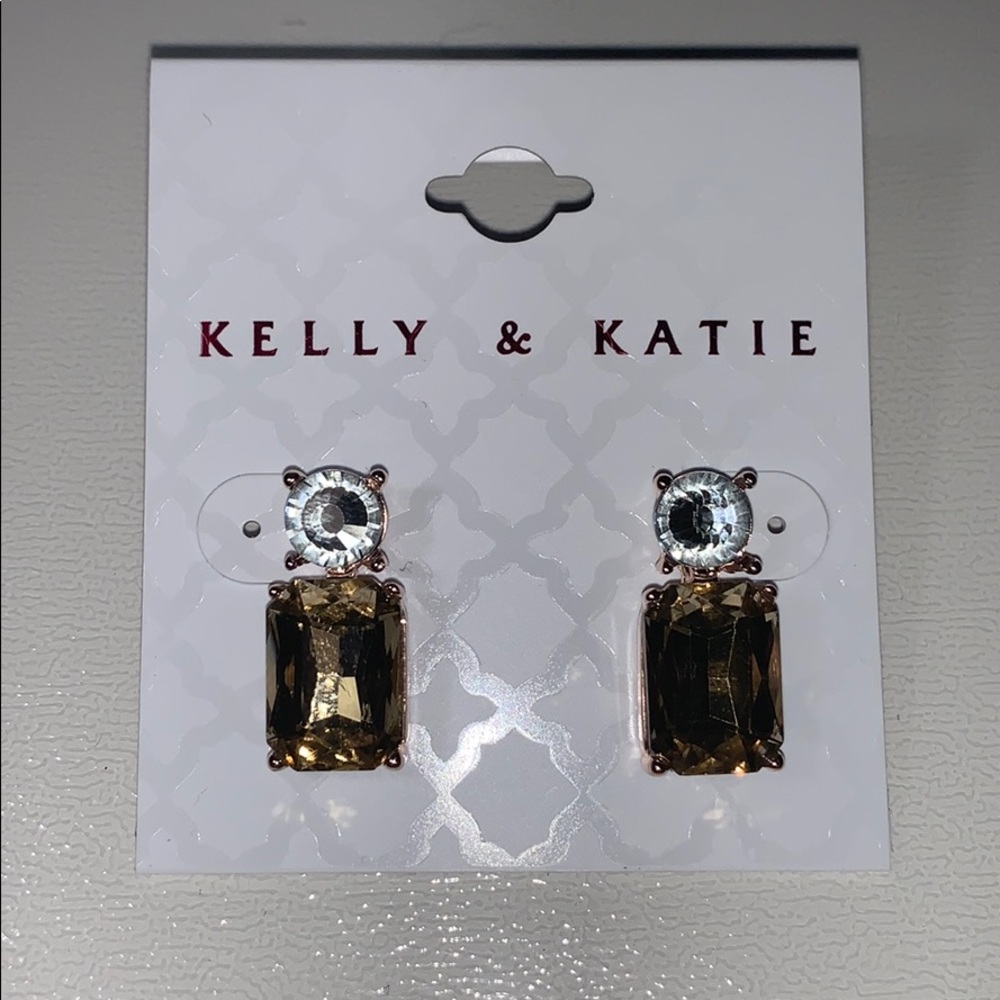Kelly & Katie stud earrings w/ stone & emerald cut